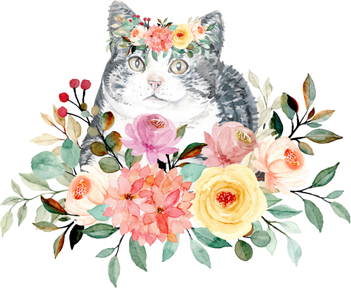 (s018-3-I) Cat Flowers
