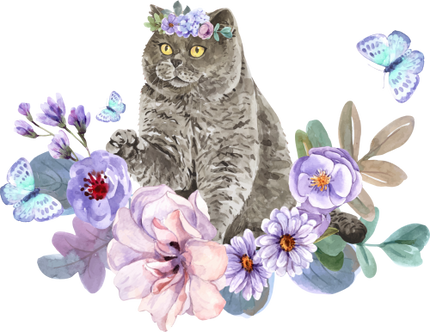 (s018-3-J) Cat Flowers