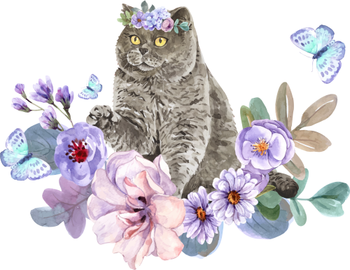 (s018-3-J) Cat Flowers