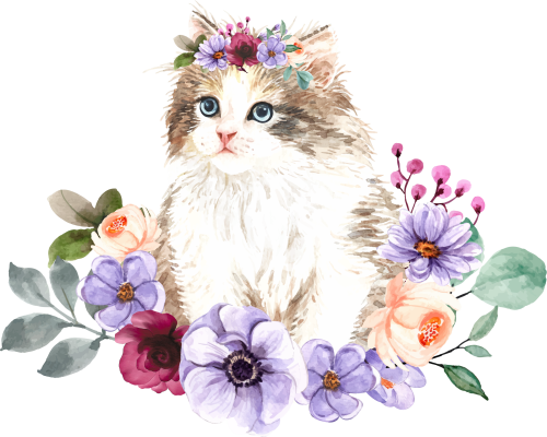 (s018-3-K) Cat Flowers