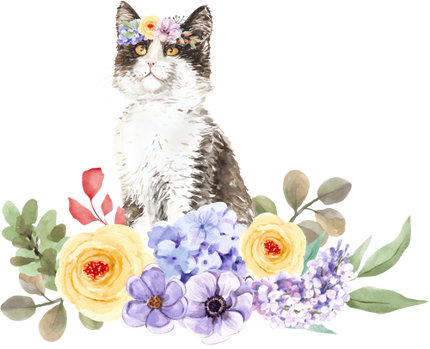 (s018-3-L) Cat Flowers