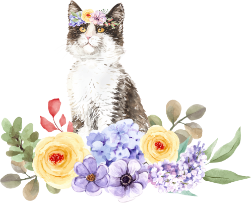 (s018-3-L) Cat Flowers