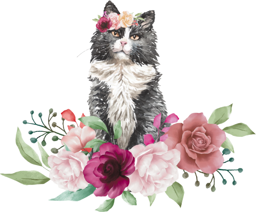 (s018-3-N) Cat Flowers