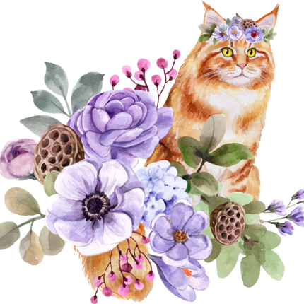 (s018-3-O) Cat Flowers