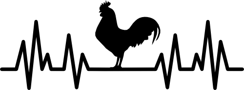 (182-1D) EKG Heartbeat Rooster Chicken