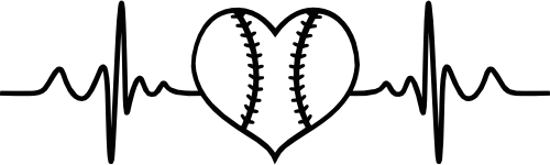 (182-1P) EKG Heartbeat Heart Baseball Iron-On Transfer