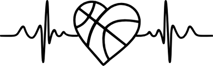 (182-2E) EKG Heartbeat Heart Basketball