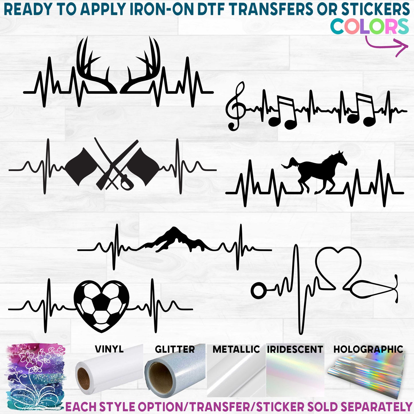 (s182-R) Set of 2 EKG Heartbeat 33 Style Options