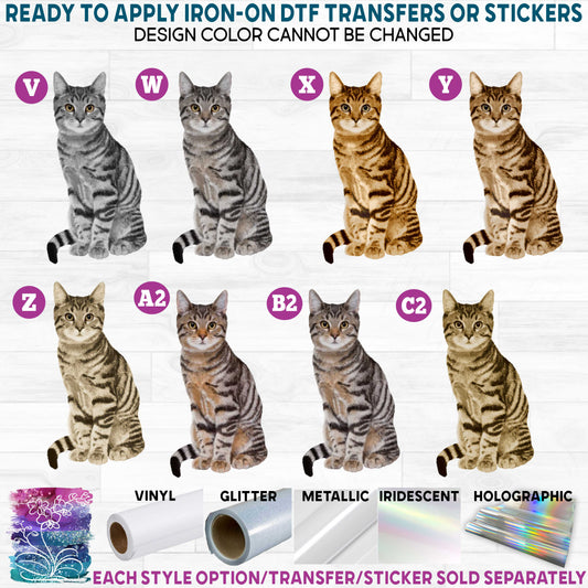 (s188-9) Watercolor Cats Cat Kitty Kitten 5 Printed Heat Transfer or Sticker