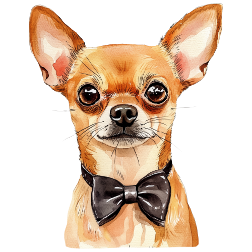 (s188-7-1Z) Watercolor Chihuhua Bowtie