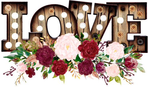 (189-A) Marquee Love Vintage Sign Roses Floral Flowers