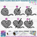 (s190-1) Yarn Ball Heart Knitting Needles Crochet Hook