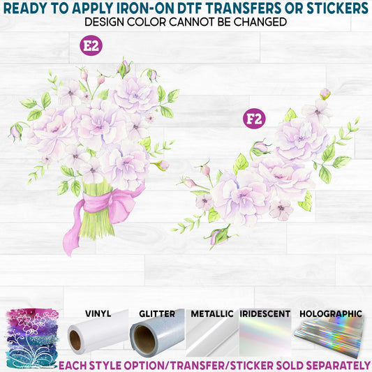 (s190) Watercolor Lavender Flowers Floral Bouquet Printed Heat Transfer or Sticker