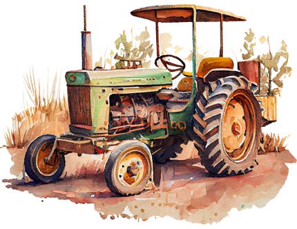 (191-01-1W) Watercolor Tractor