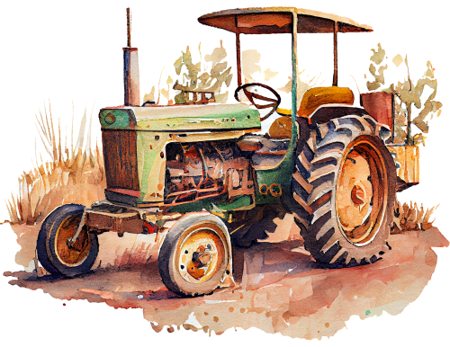 (191-01-1W) Watercolor Tractor
