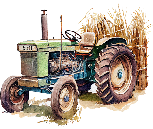 (191-01-1X) Watercolor Tractor