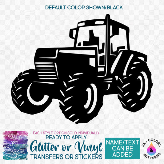 Farm Tractor Glitter, Matte, Glossy Iron-On Transfer or Sticker