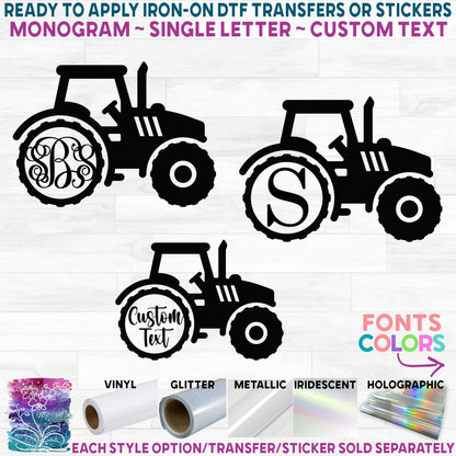 (s191-2A) Farm Tractor Farming Monogram Printed Heat Transfer or Sticker