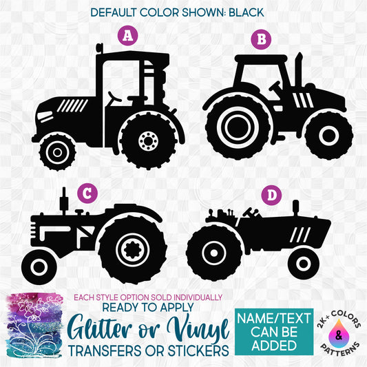 Farm Tractor Tractors Glitter, Matte, Glossy Iron-On Transfer or Sticker