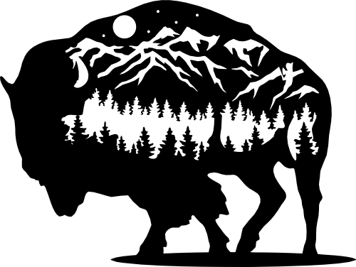 (s192-A) Bison Buffalo Double Exposure