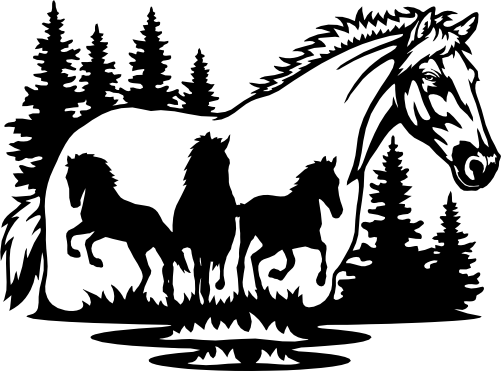 (s192-F) Horse Horses Double Exposure