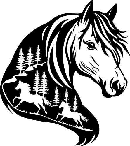 (s192-H3) Horse Horses Double Exposure