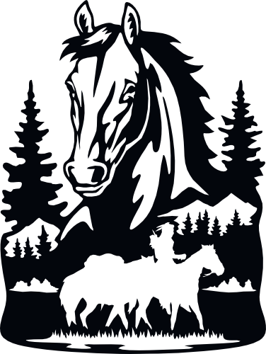 (s192-I) Horse Horses Double Exposure