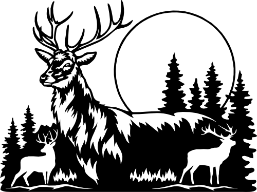 (s192-O) Deer Buck Double Exposure