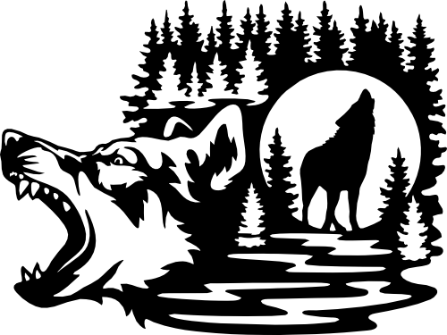 (s192-S) Wolf Double Exposure