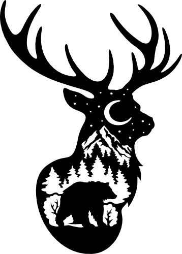 (s192-T2) Deer Buck Bear Double Exposure