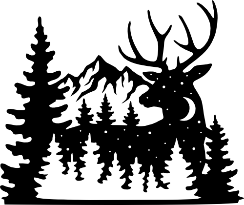 (s192-U2) Deer Buck Double Exposure