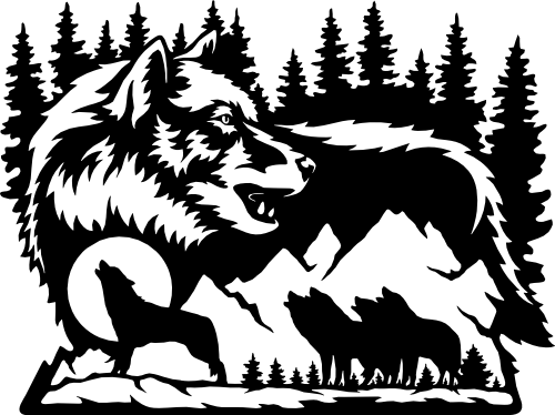 (s192-V) Wolf Double Exposure