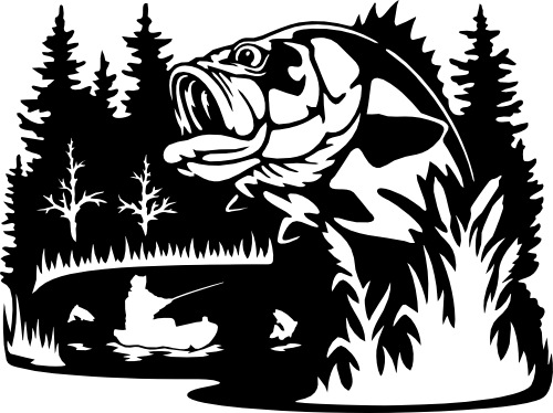 (s192-Y) Fish Fishing Lake Double Exposure