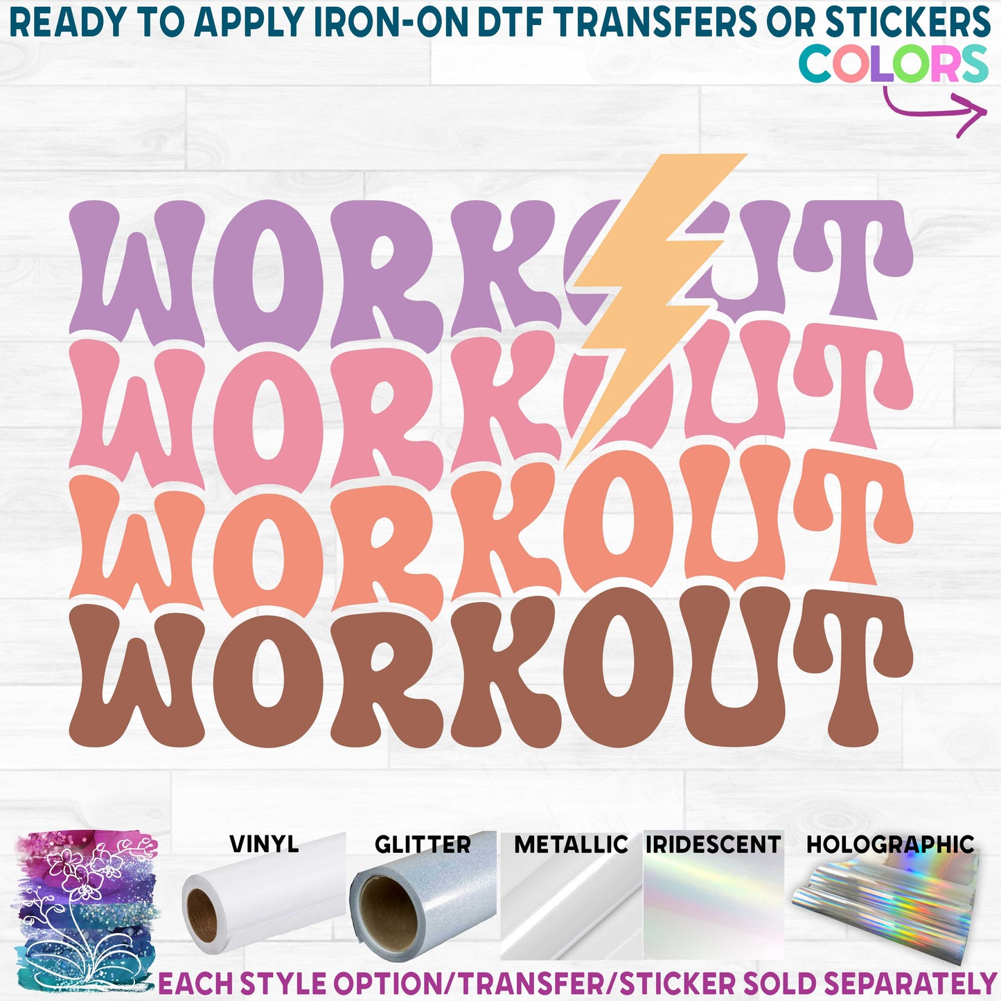 (s195-V) Workout Printed Heat Transfer or Sticker