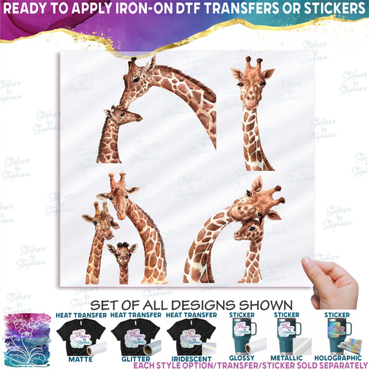 (s197-G1) Set of 4 Giraffes Giraffe Mom and Baby