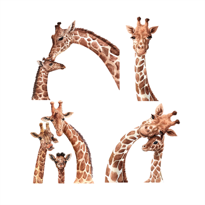 (s197-G1) Set of 4 Giraffes Giraffe Mom and Baby