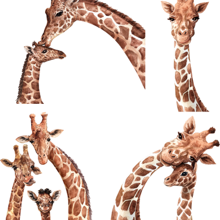 (s197-G1) Set of 4 Giraffes Giraffe Mom and Baby