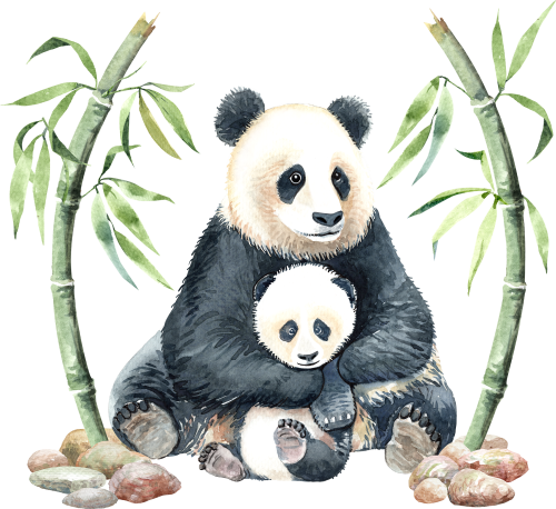 (s197-2-H) Mama & Baby Panda
