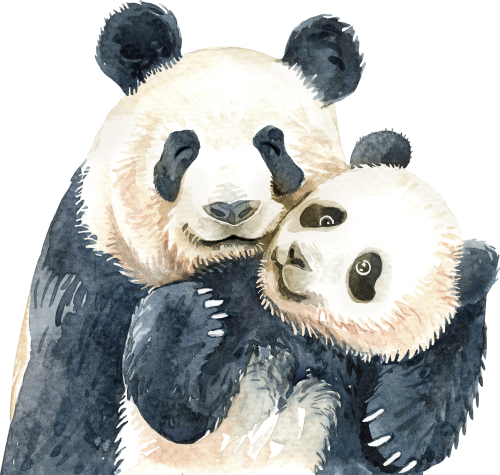(s197-2-I) Mama & Baby Panda