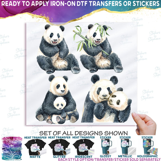 (s197-G2) Set of 4 Pandas Panda Mom and Baby