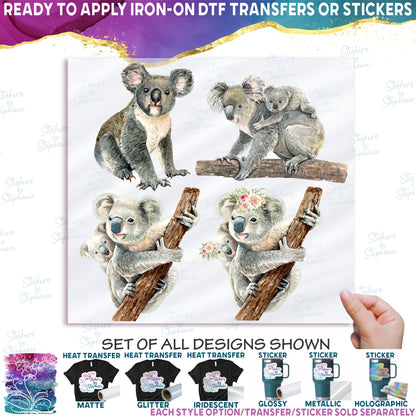 (s197-G3) Set of 4 Koalas Koala Mom and Baby