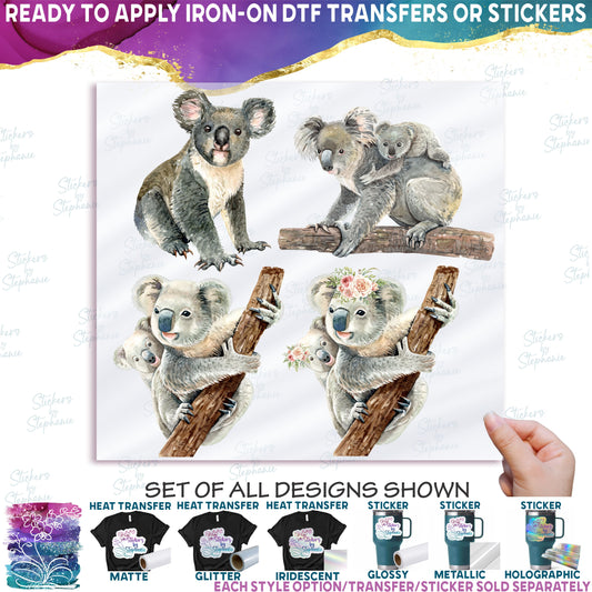 (s197-G3) Set of 4 Koalas Koala Mom and Baby