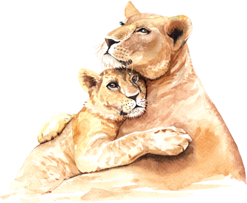 (s197-4-A) Mama & Baby Lion