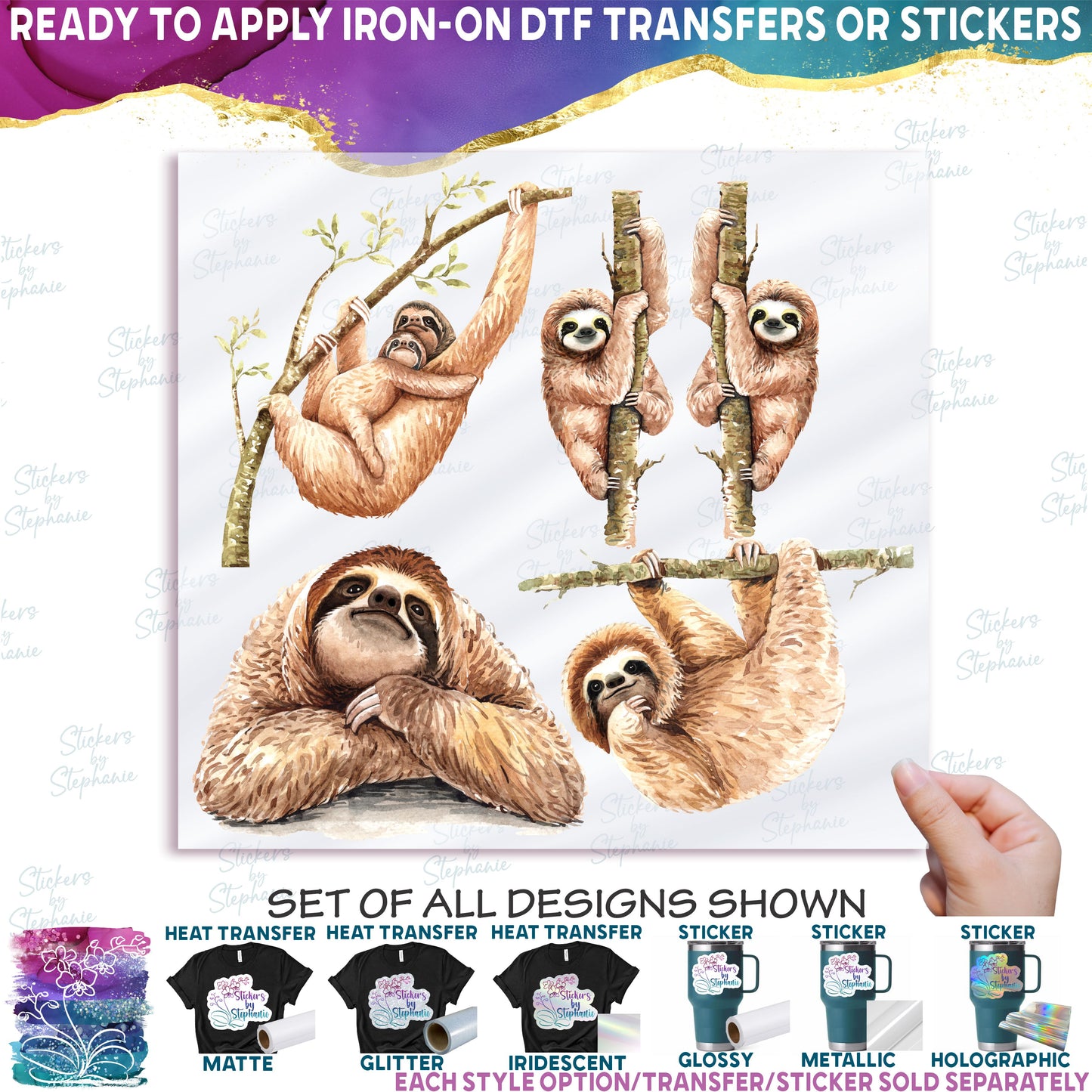(s197-G4) Set of 4 Sloths Sloth Mom and Baby