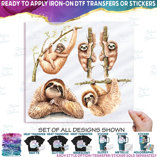 (s197-G4) Set of 4 Sloths Sloth Mom and Baby