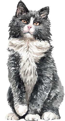 (s197-7-M) Watercolor Cat