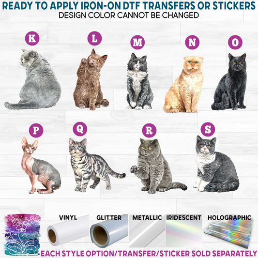 (s197-7) Watercolor Cats Cat Printed Heat Transfer or Sticker