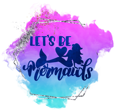 (198-10-A) Let's Be Mermaids Purple Blue Watercolor