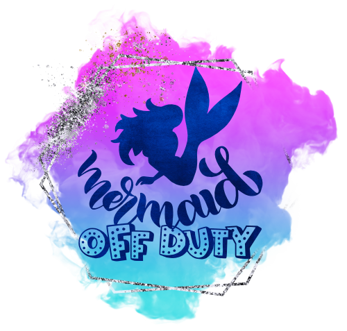 (198-10-B) Mermaid Off Duty Purple Blue Watercolor