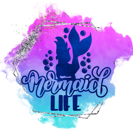 (198-10-C) Mermaid Life Purple Blue Watercolor